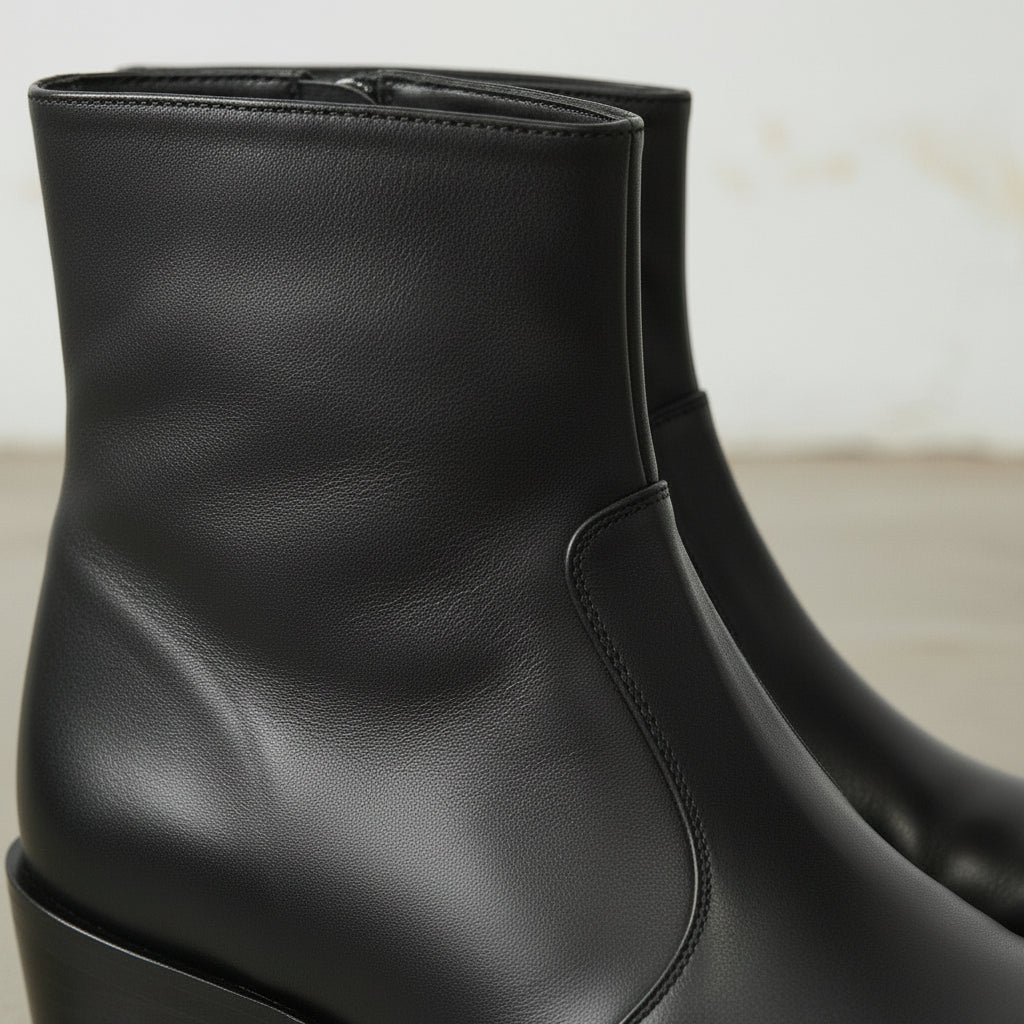 Handmade Men's Full-Grain Leather Zipper Ankle Boot