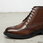 Handmade Premium Men's Cow Leather Brogue Boots