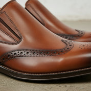 Handmade Men's Full Grain Leather Wingtip Loafers