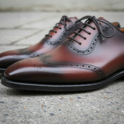 Handmade Men Wingtip Dark Burgundy Formal Shoes, Wing Tip Dress Shoes