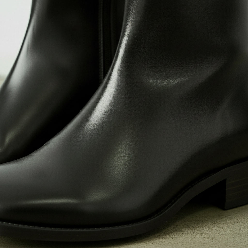 Men's High Ankle Black Zipper Fashion Boots
