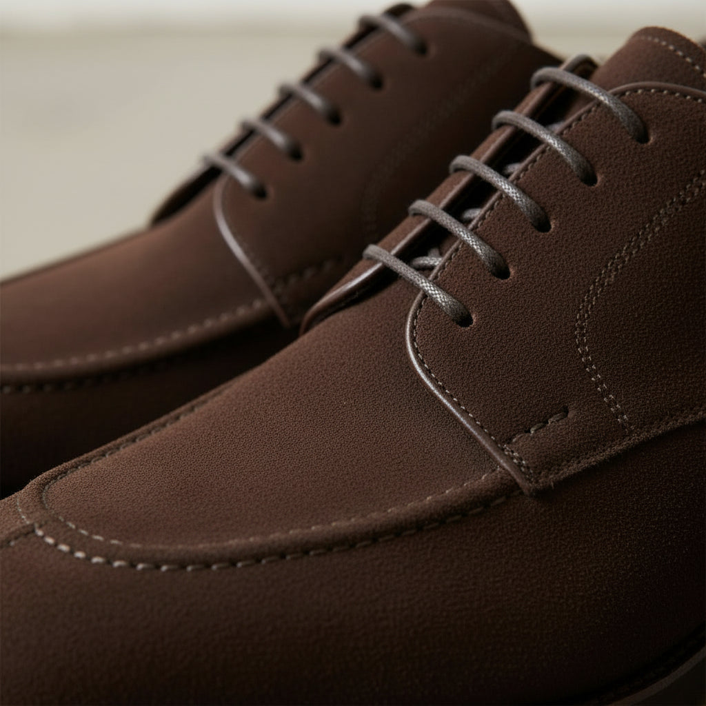 Handmade Suede Norwegian Toe Derby Shoes for men