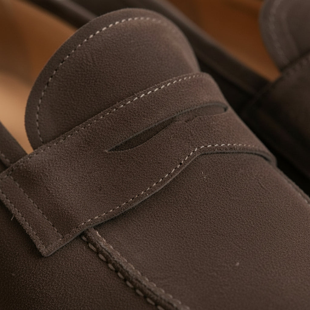 Handmade Men Brown Suede Leather Moccasins Loafer Slip-On Shoes