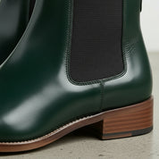 Women’s Handmade Dark Green Leather Ankle Chelsea Boots