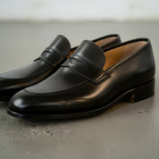 Men's Handmade Black Leather Slip-on Loafers
