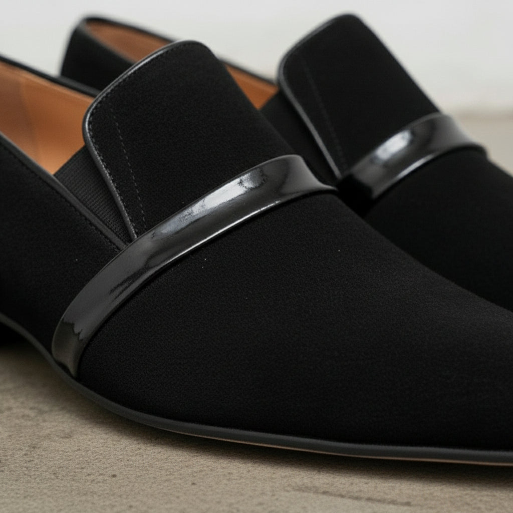 Handmade Men Pointed Toe Dress Shoes, Men Suede Loafers