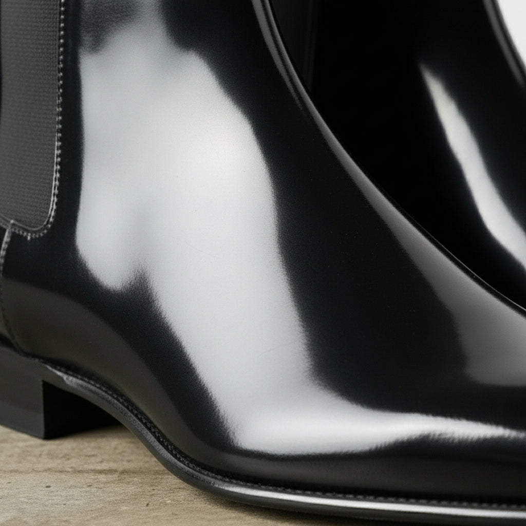 Men's Black Elastic Gore Slip-On Chelsea Boots