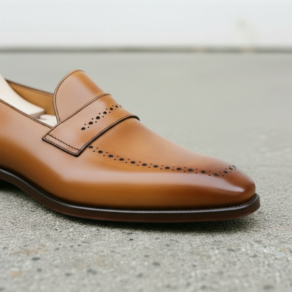 Handmade Men Tan Brown Leather Shoes, Leather Moccasins Loafer
