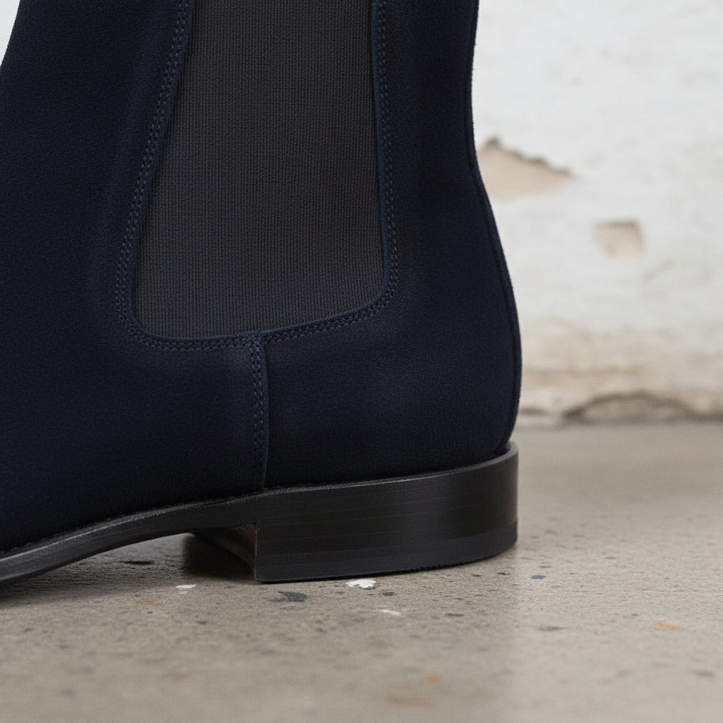 Handcrafted Men's Blue Suede Chelsea Boot