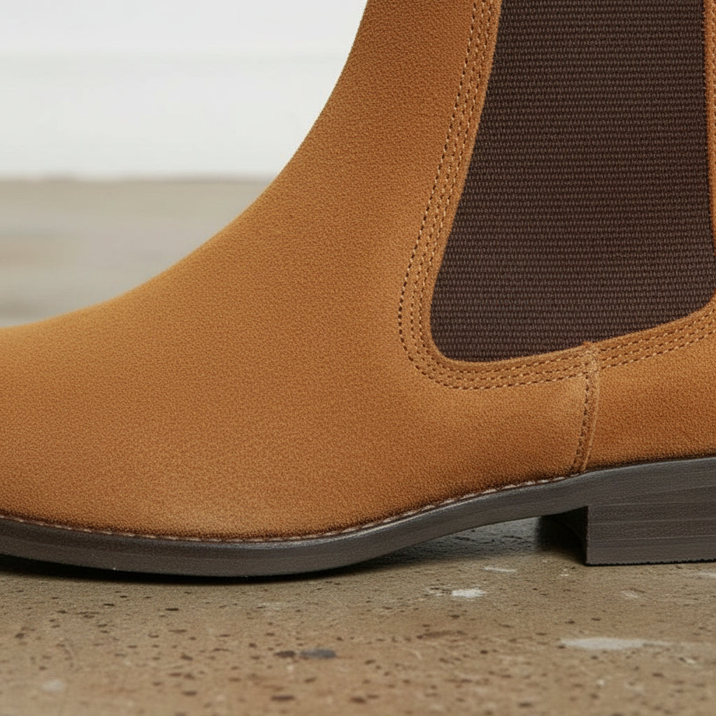 Handmade Men's Tan Color Suede Chelsea Boots, Tan Suede Ankle Boot
