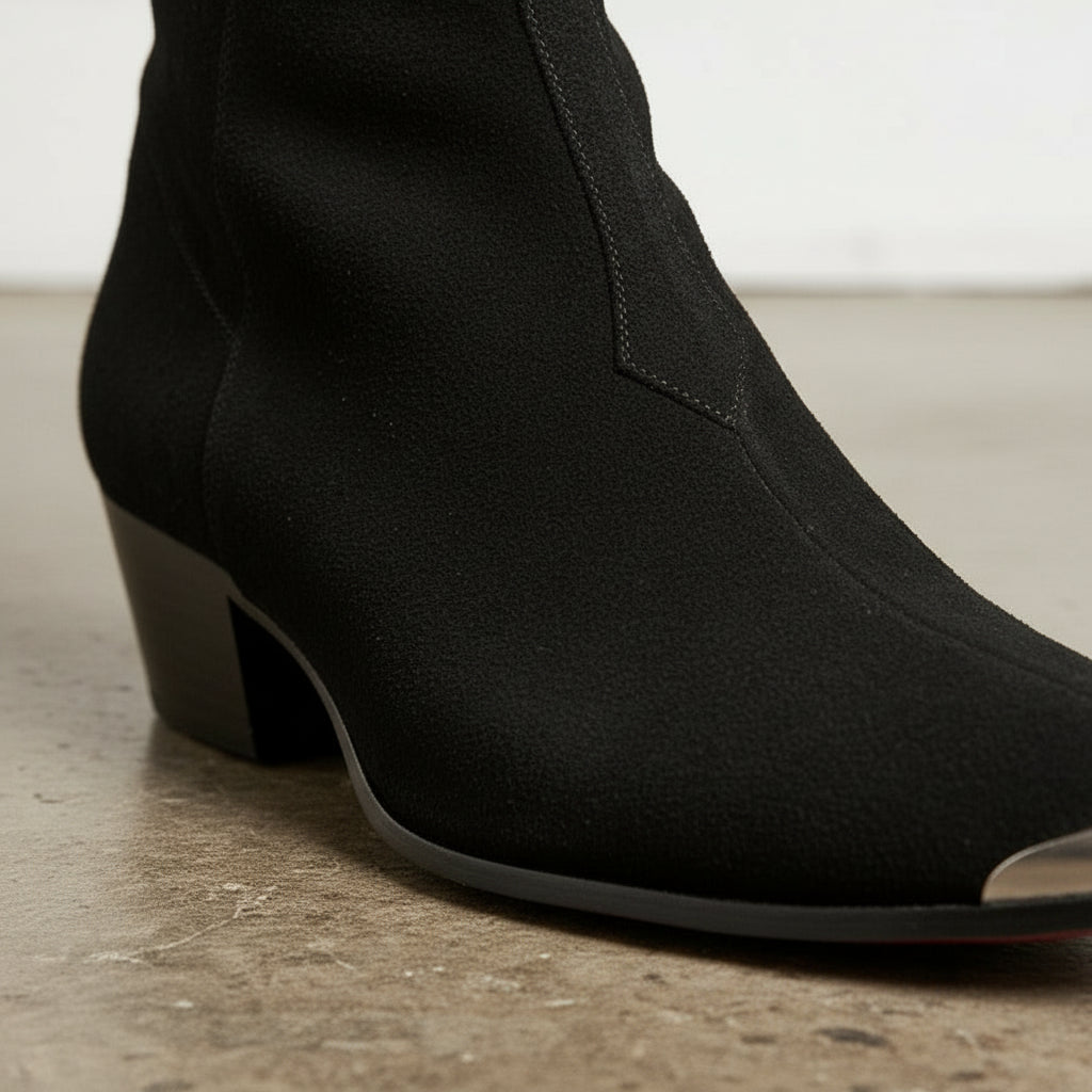 Handmade Black Suede Men's Ankle Boots
