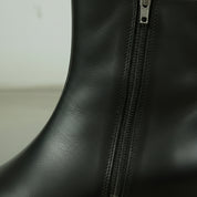 Men's Black Full-Grain Leather High Ankle Boots with Side Zippers