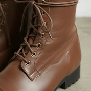 Men's Brown Cap-Toe Leather Knee-High Lace-Up Boots