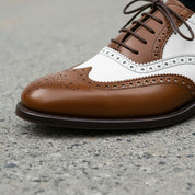 Men’s Brown Wingtip Spectator Shoes, Two-Tone Formal Dress Shoes