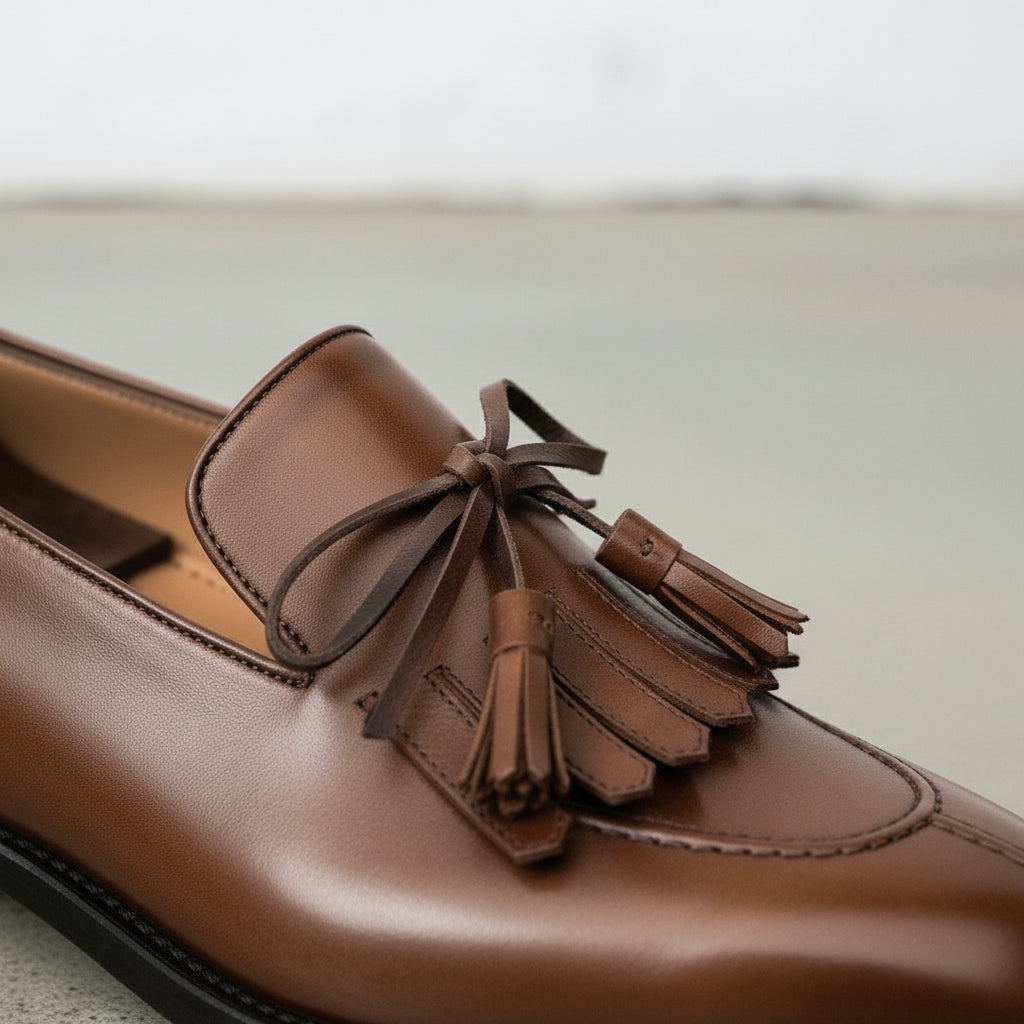 Men's Brown Fringe Leather Tassel Loafers