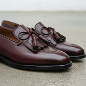 Men's Burgundy Fringe Leather Tassel Loafers