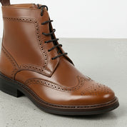 Men's Brown Wingtip Brogue Leather Ankle Boots