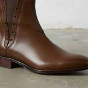 Men's Brown Plain-Toe Leather Chelsea Boots