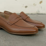 Handcrafted Men's Brown Leather Moccasin Loafers