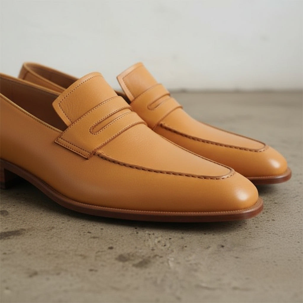 Men's Tan Leather Loafers