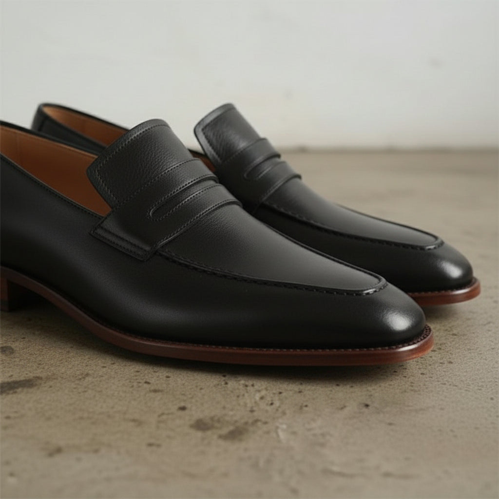 Men's Black Leather Loafers