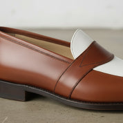 Men's Brown and White Two-Tone Leather Loafers