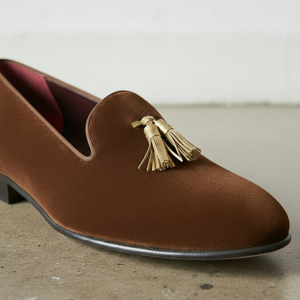 Men's Brown Suede Tassel Loafers