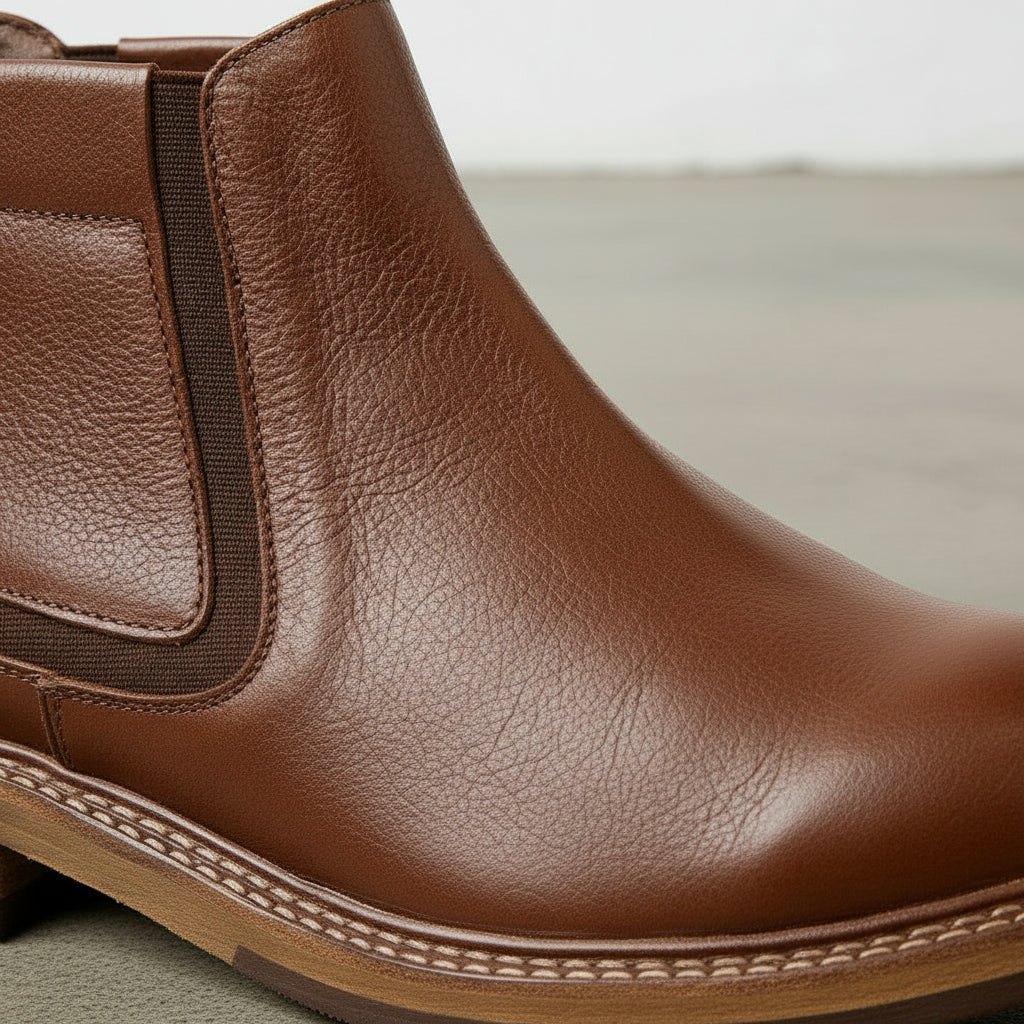 Men's Brown Pebbled Leather Chelsea Boots