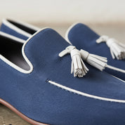 Men's Navy Blue Suede Tassel Loafers