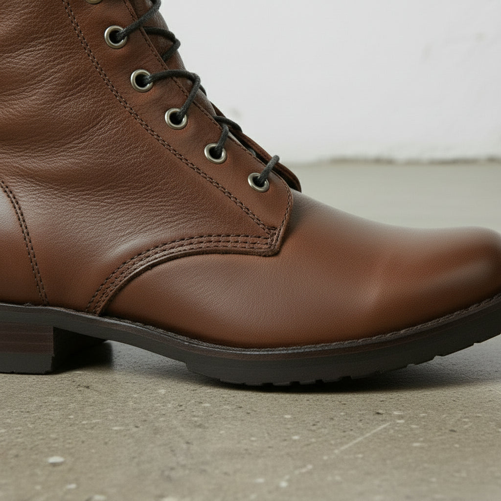 Handcrafted Men's Brown Combat Boots