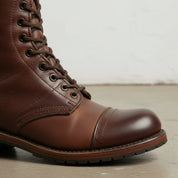 Men's Brown Cap-Toe Leather Combat Boots
