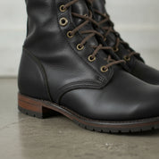 Men's Black Plain-Toe Leather Combat Boots