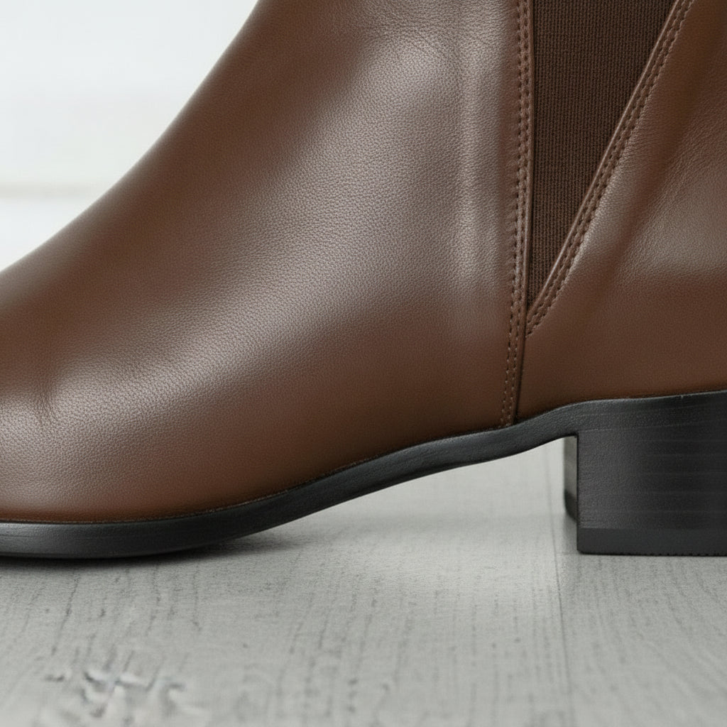 Men's Brown Pointed-Toe Leather Chelsea Boots