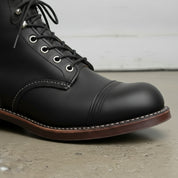 Men's Black Cap-Toe Leather Ankle Boots