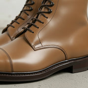 Men's Tan Cap-Toe Leather Derby Ankle Boots