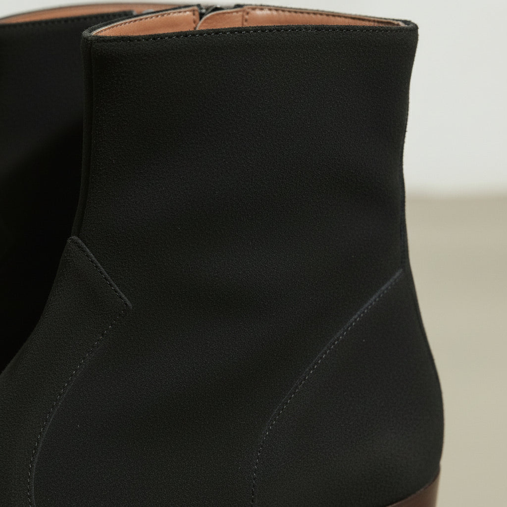 Men's Black Pebbled Suede Ankle Boots