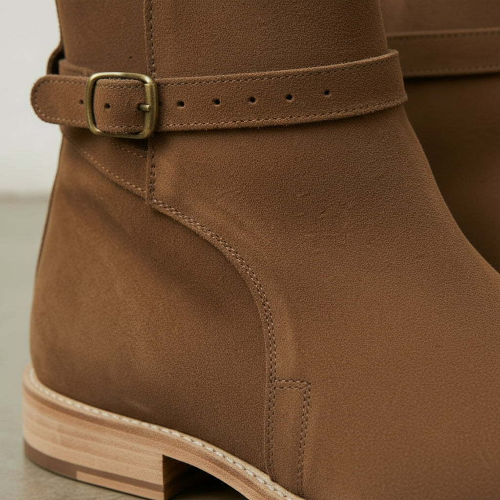 Men's Brown Plain-Toe Suede Jodhpur Ankle Boots