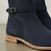 Men's Navy Blue Plain-Toe Suede Jodhpur Ankle Boots
