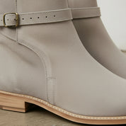 Men's Light Gray Plain-Toe Suede Jodhpur Ankle Boots