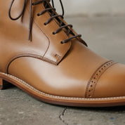 Men's Tan Cap-Toe Leather Oxford Boots
