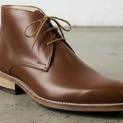 Men's Antique Brown Plain-Toe Leather Chukka Boots