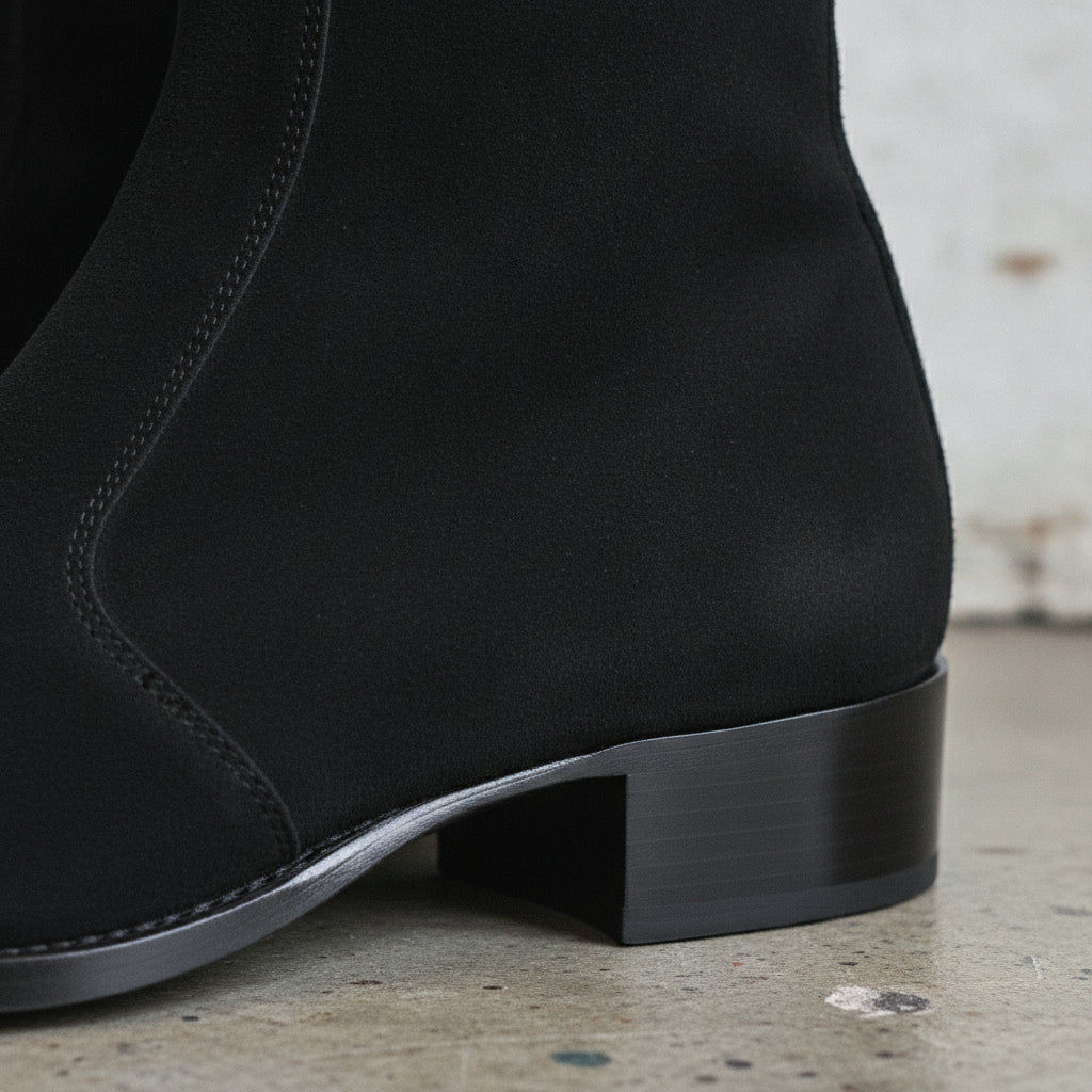 Men's Black Plain-Toe Suede Zipper Boots
