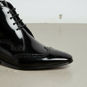 Men's Black Wingtip Leather Oxford Ankle Boots — Bancroft