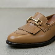 Men's Tan Plain-Toe Leather Bit Loafers