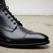 Men's Black Cap-Toe Leather Boots
