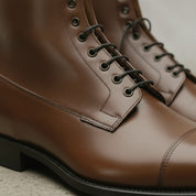 Men's Brown Cap-Toe Leather Boots