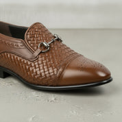 Men's Brown Cap-Toe Leather Bit Loafers