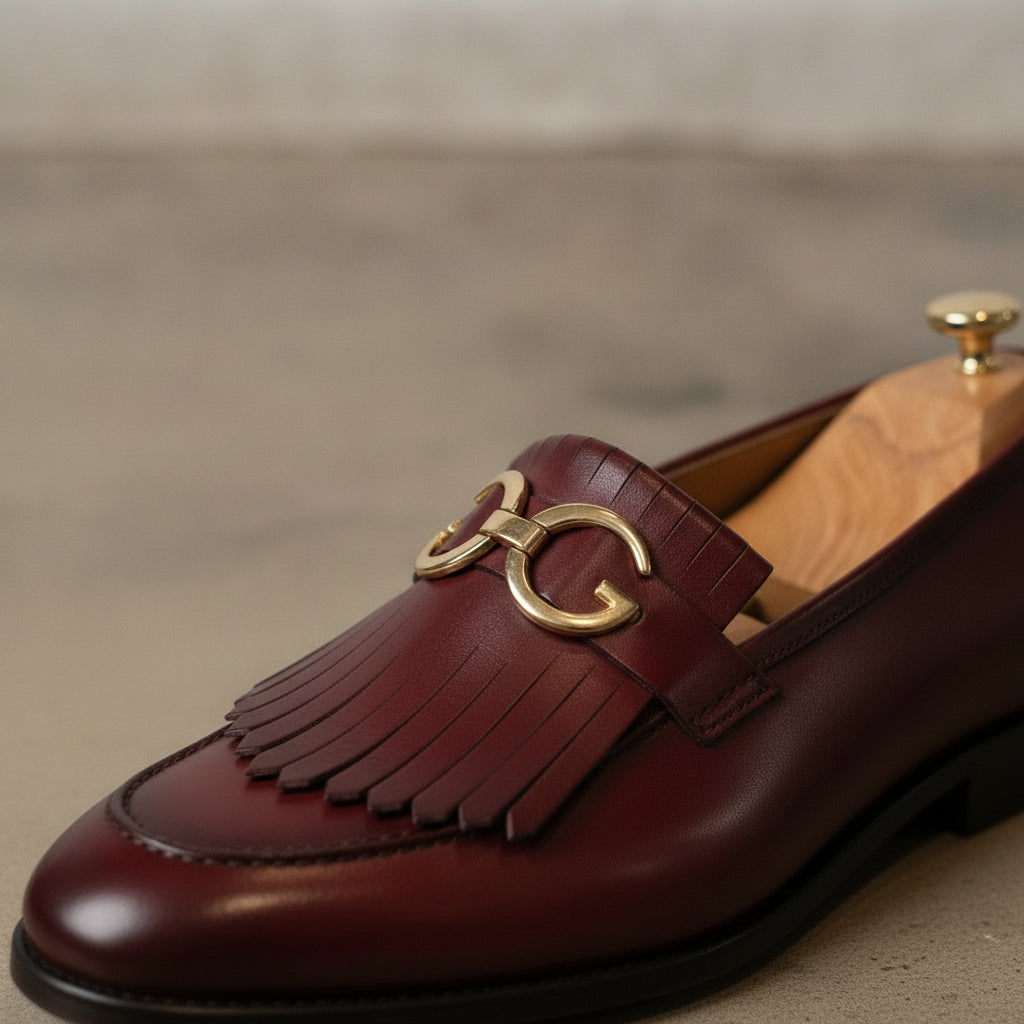 Men's Burgundy Leather Bit Loafers