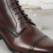 Men's Dark Brown Cap-Toe Leather Oxford Boots