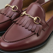 Men's Burgundy Apron-Toe Leather Bit Loafers